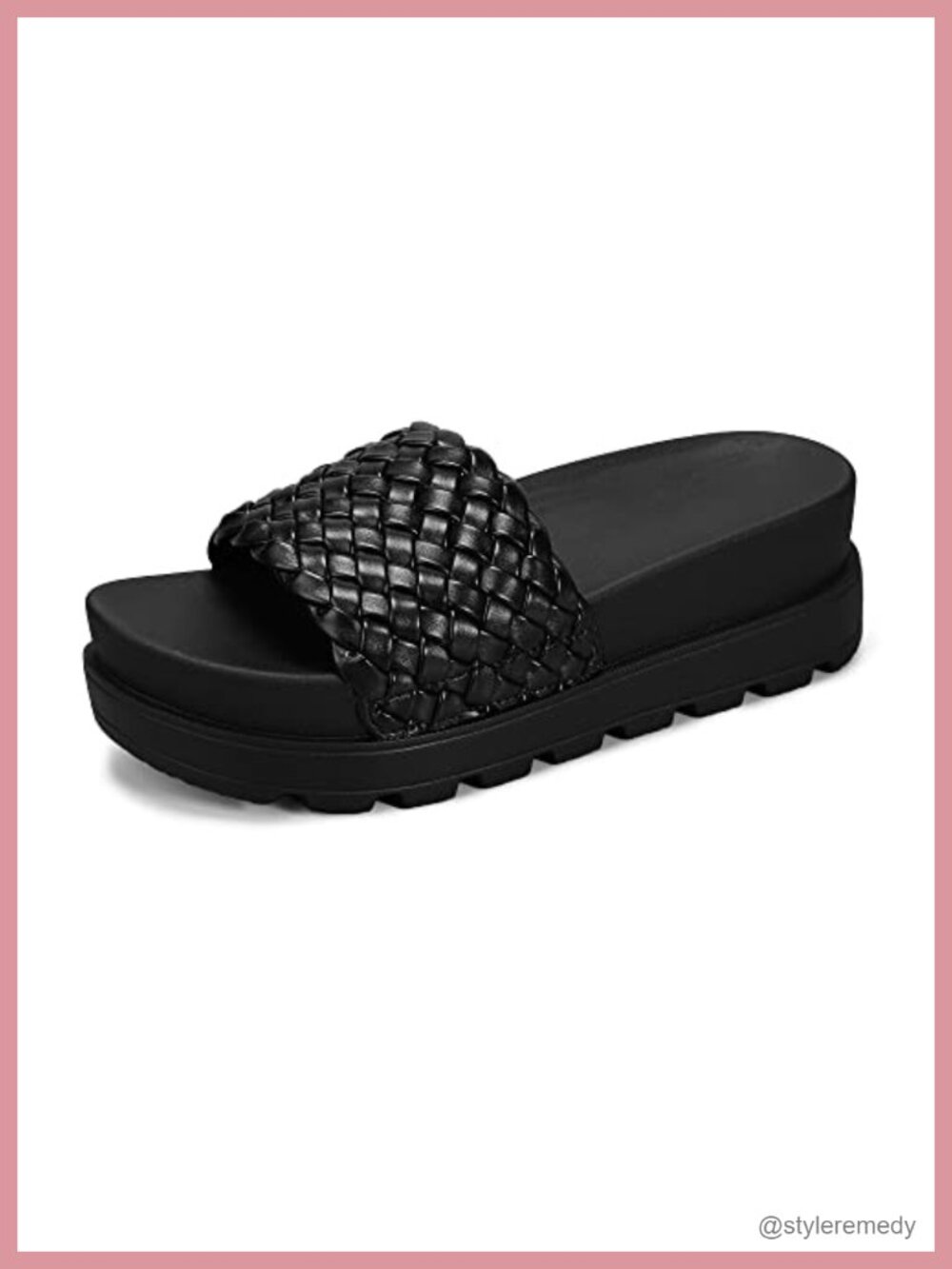 Women's Chunky Platform Braided Slide Sandals Vegan PU